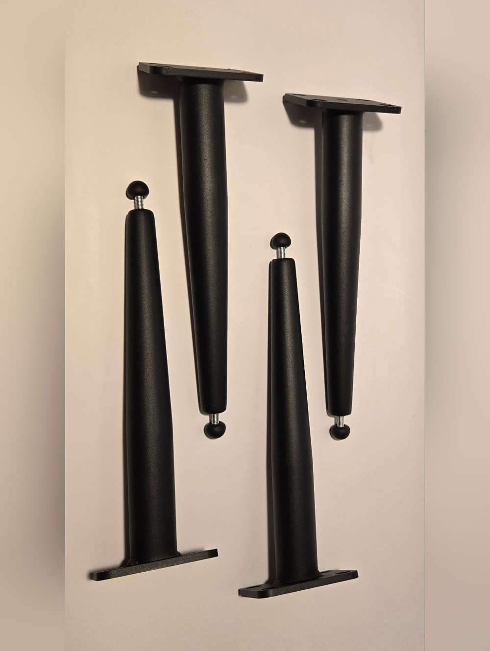 Set of 4 Black Tapered Metal Furniture Legs Adjustable